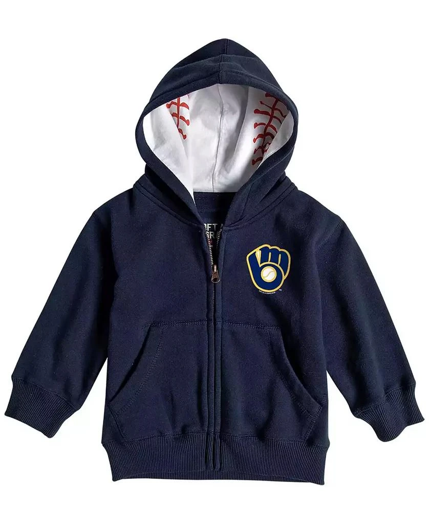 商品Soft As A Grape|Little Girls and Boys Navy Milwaukee Brewers Baseball Print Full-Zip Hoodie,价格¥309,第1张图片