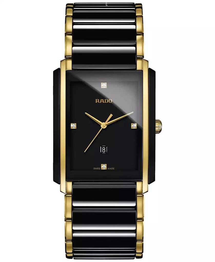 商品Rado|Unisex Swiss Integral Diamond Accent Black Ceramic & Gold-Tone Stainless Steel Bracelet Watch 31x41mm R20204712,价格¥19368,第1张图片