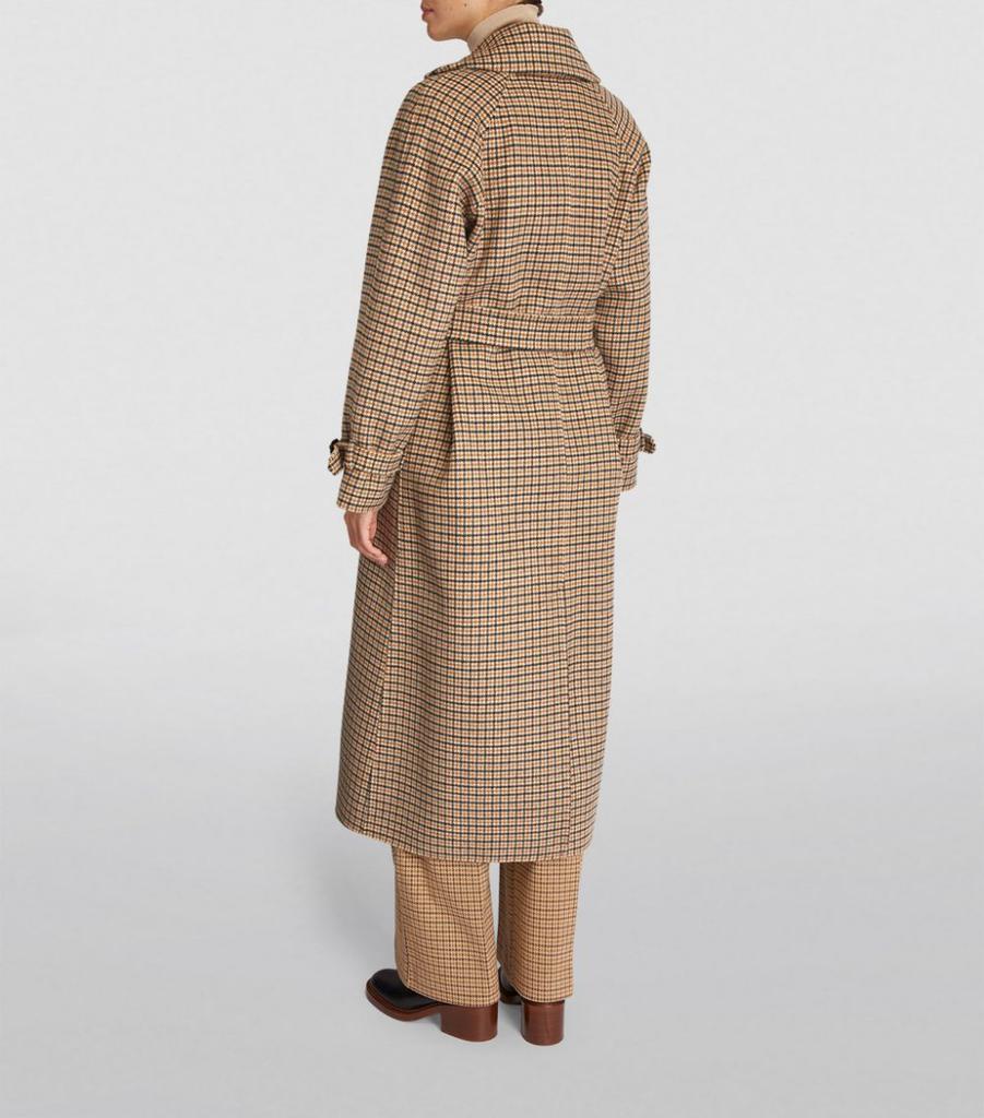 Wool Check Wrap-Around Coat商品第4张图片规格展示