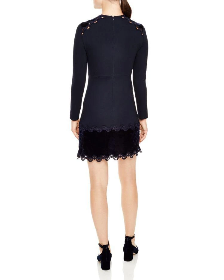 商品Sandro|Edma Braid-Detail Velvet-Panel Mini Dress,价格¥2199,第2张图片详细描述