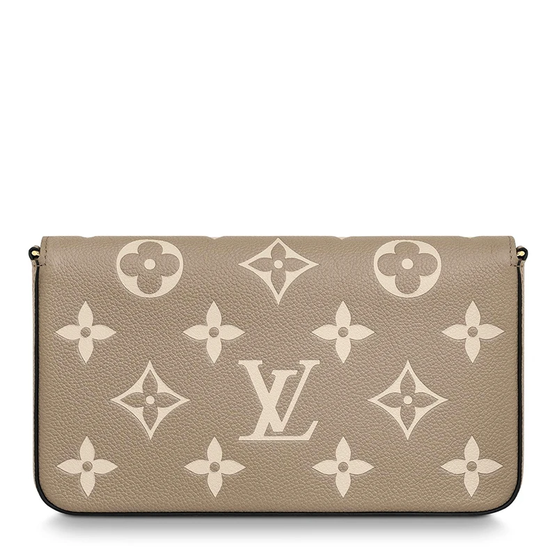 预售十天 Louis Vuitton/路易威登 22春夏新款FÉLICIE系列 女士大象灰粒面牛皮革奶白色老花印花金扣金链配可拆卸贴袋翻盖开合单肩斜挎手拿链条信封包M69977 商品