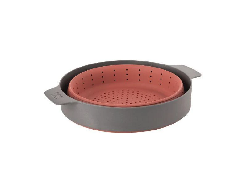 商品BergHOFF|BergHOFF Leo 10" Silicone 2-in-1 Steamer and Strainer, Pink & Grey,价格¥477,第5张图片详细描述