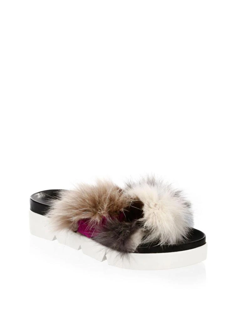 商品Stuart Weitzman|Fox Fur Leather Sandals,价格¥1494,第1张图片