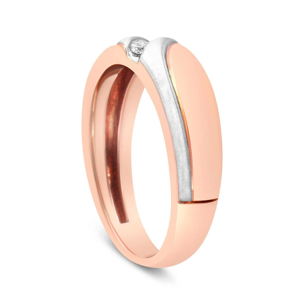 商品Haus of Brilliance|10K White and Rose Gold 1/10 Cttw 3-Stone Tension Slant Band Matte Finish Ring for Men,价格¥4186,第4张图片详细描述