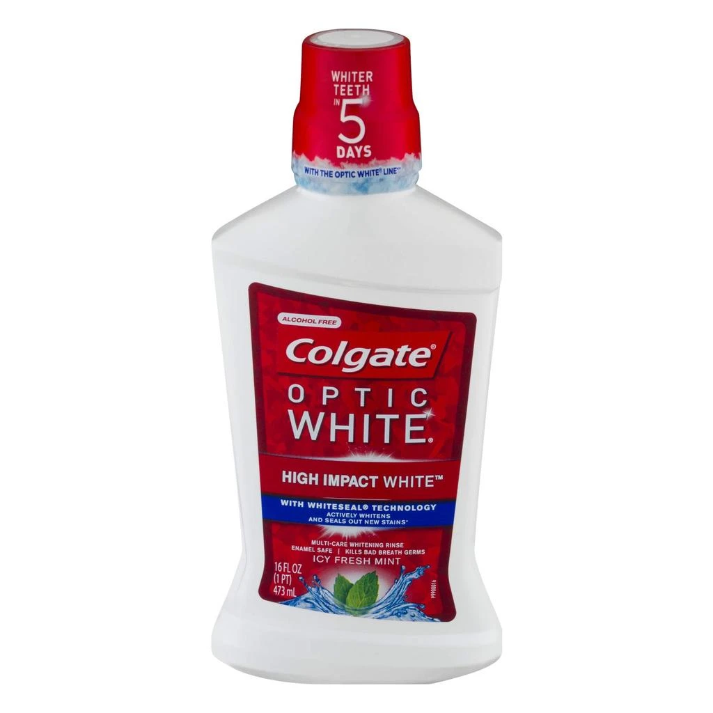 商品Colgate|Colgate Optic White Mouthwash, Sparkling Fresh Mint 16 oz,价格¥192,第1张图片