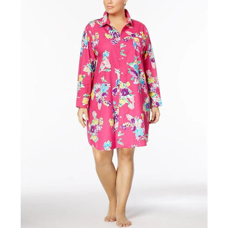 商品Ralph Lauren|Plus Size Cotton Sateen Sleepshirt,价格¥343,第1张图片