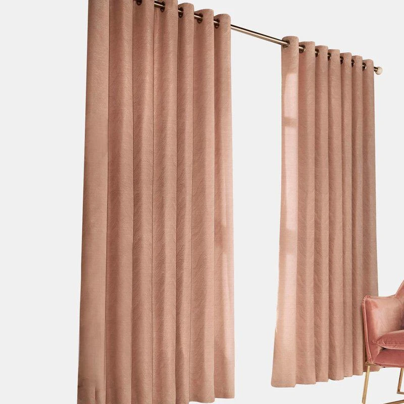 商品Furn|Furn Himalaya Jacquard Design Eyelet Curtains (Pair) (Blush Pink) (66x90in) (66x90in) 66X90IN,价格¥897,第1张图片