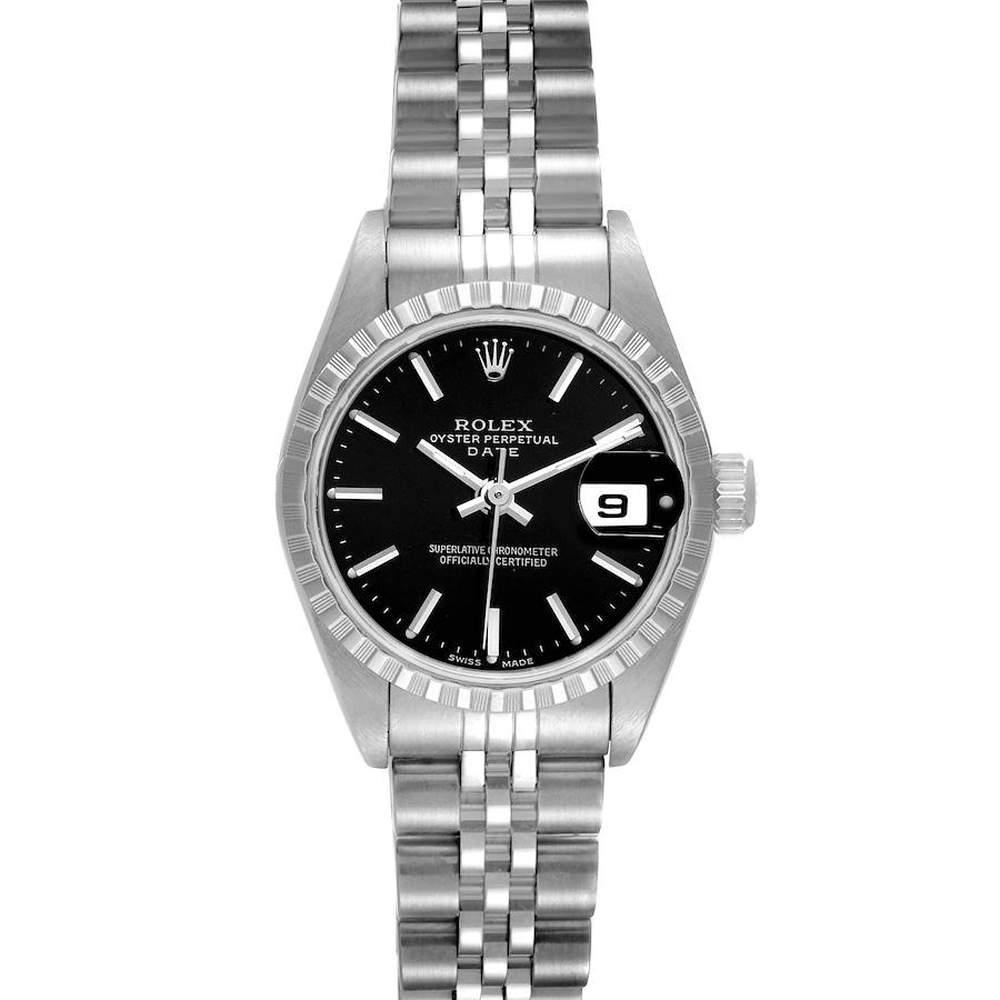 Rolex Black Stainless Steel Date 79240 Women's Wristwatch 26MM商品第3张图片规格展示