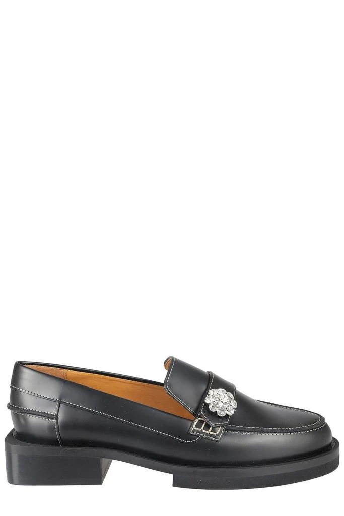 商品Ganni|Ganni Crystal-Embellished Low Block Heel Loafers,价格¥2128,第1张图片