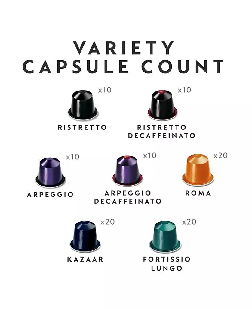 商品Nespresso|Capsules OriginalLine , Best Seller Variety Pack, Dark Roast Espresso Coffee, 100-Count Espresso Pods,价格¥683,第4张图片详细描述