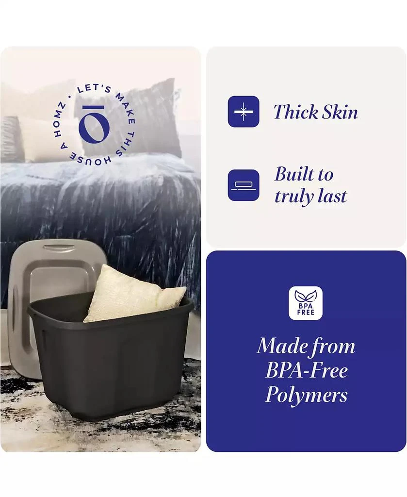 商品Homz|6610BKTS.10 10 Gallon Durable Molded Plastic Storage Bin with Secure Lid,价格¥202,第5张图片详细描述