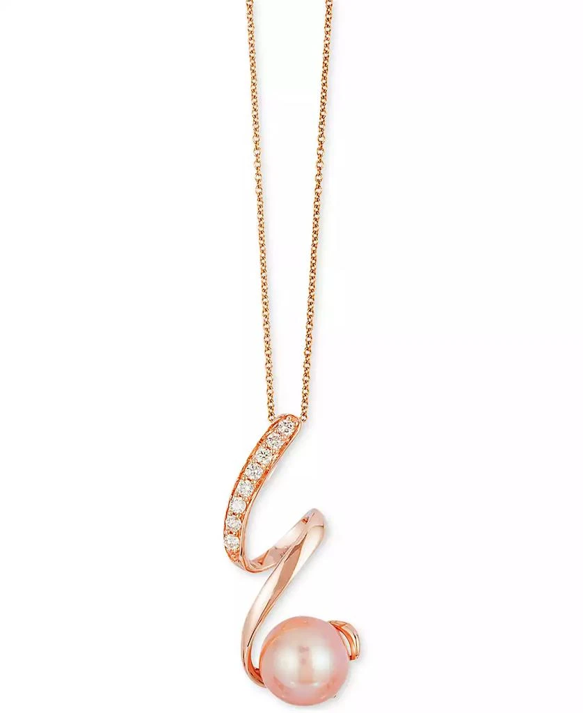 商品Le Vian|Cultured Freshwater Pearl (8mm) and Diamond (1/10 ct. t.w.) Pendant Necklace in 14k Rose Gold,价格¥4338,第1张图片