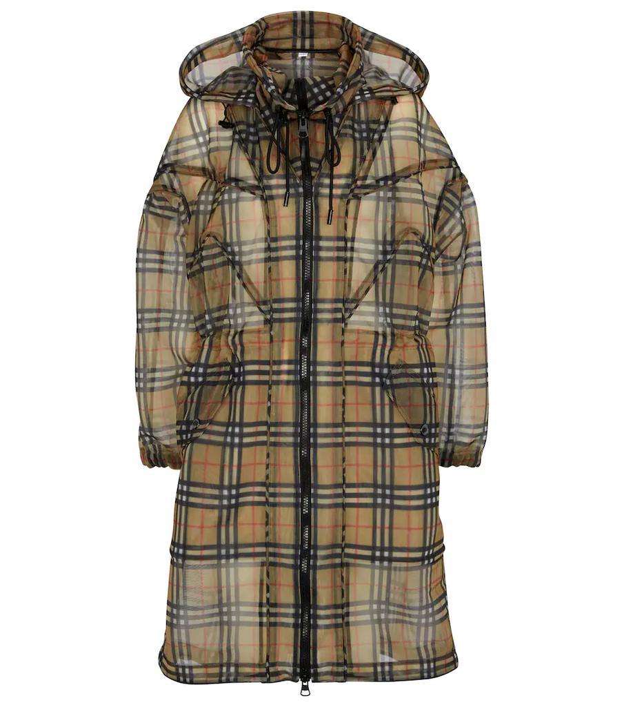 商品Burberry|Vintage Check网眼布派克大衣,价格¥15127,第1张图片