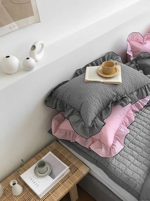 商品SHAREROOM|Ripple Frill Comforter Bedding_Charcoal (S/Q/K),价格¥1654,第1张图片