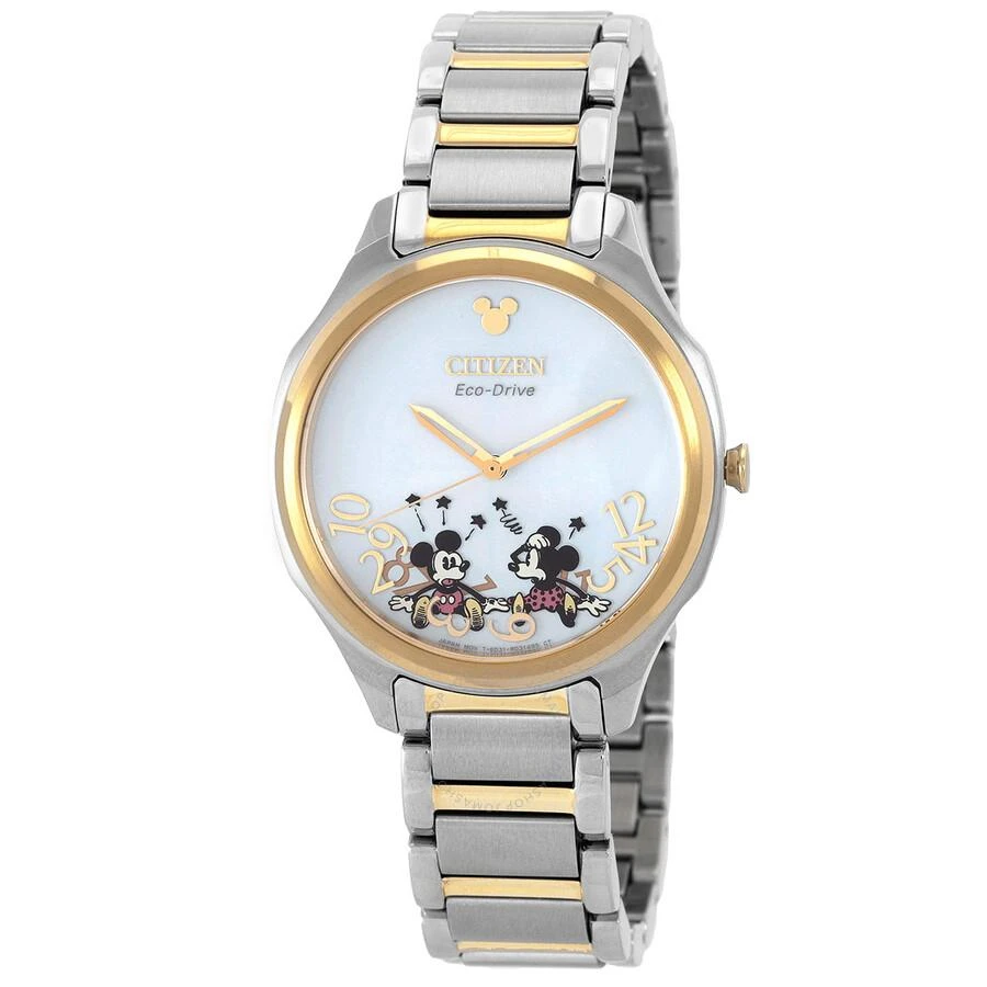 商品Citizen|Falling Mickey & Minnie Silver Dial Two-Tone Ladies Watch EM0754-59W,价格¥1570,第1张图片