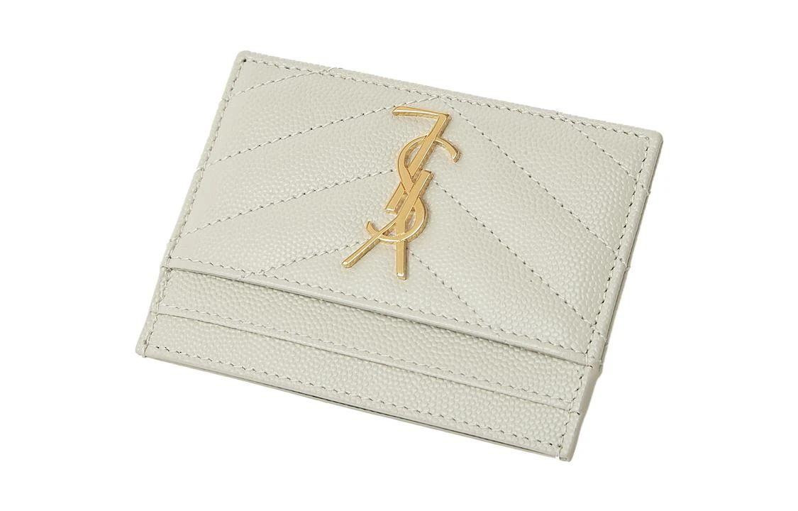商品[国内直发] Yves Saint Laurent|【经典推荐】 圣罗兰 Monogramme 金标Logo 绗缝皮革 卡夹卡包 女款 复古白色,价格¥3290,第4张图片详细描述