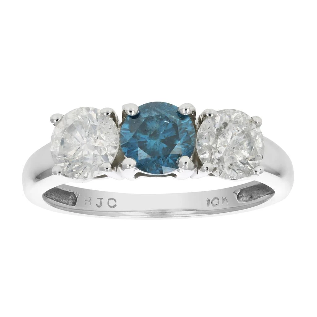 商品Vir Jewels|2 cttw 3 Stone Blue and White Diamond Engagement Ring 10K White Gold,价格¥21633,第4张图片详细描述