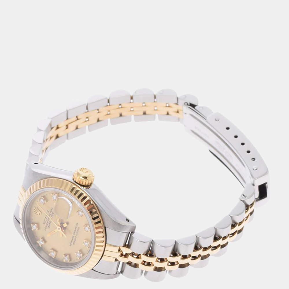 Rolex Champagne Diamond 18K Yellow Gold And Stainless Steel Datejust 69173G Automatic Women's Wristwatch 26 mm商品第3张图片规格展示