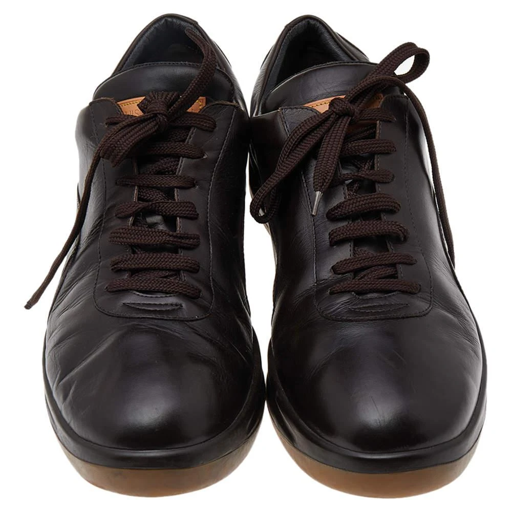商品[二手商品] Louis Vuitton|Louis Vuitton Dark Brown Leather Low Top Sneakers Size 44.5,价格¥3103,第3张图片详细描述