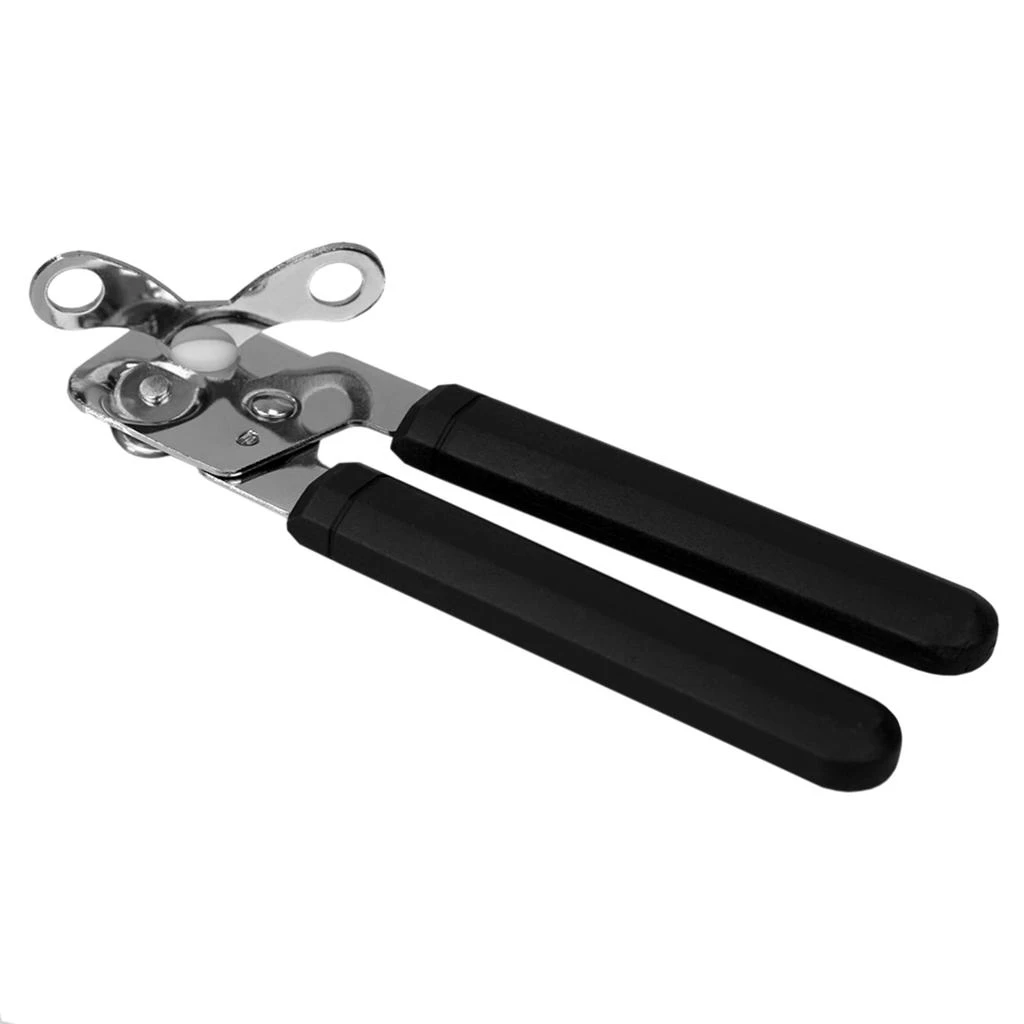 Home Basics Stainless Steel Manual Handheld Can Opener with Long Smooth Grip Rubber Handles, Black 商品