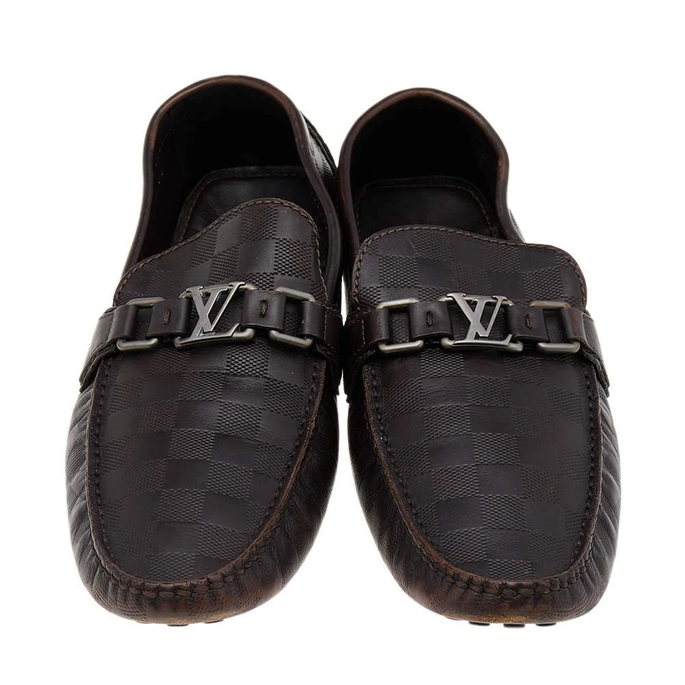 商品[二手商品] Louis Vuitton|Louis Vuitton Dark Brown Damier Embossed Leather Hockenheim Slip On Loafers Size 43.5,价格¥3046,第3张图片详细描述