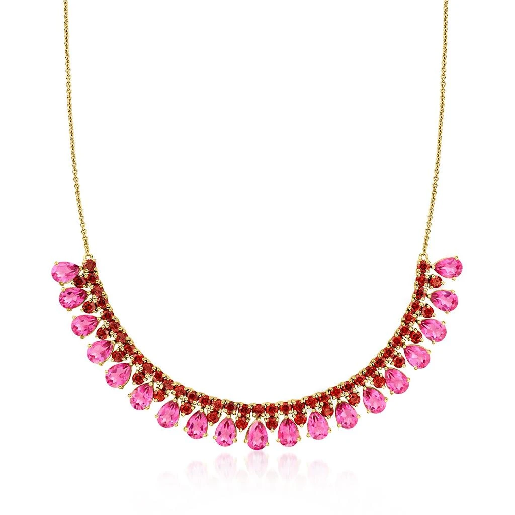 商品Ross-Simons|Pink Topaz and Garnet Necklace in 18kt Gold Over Sterling,价格¥3072,第1张图片