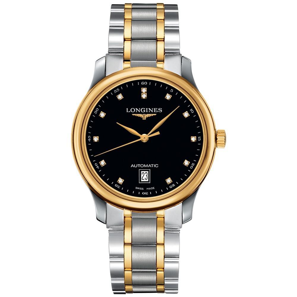 商品Longines|Men's Swiss Automatic Master Collection Diamond Accent Silver-Tone and 18k Gold-Plated Stainless Steel Bracelet Watch 39mm L26285577,价格¥26337,第1张图片