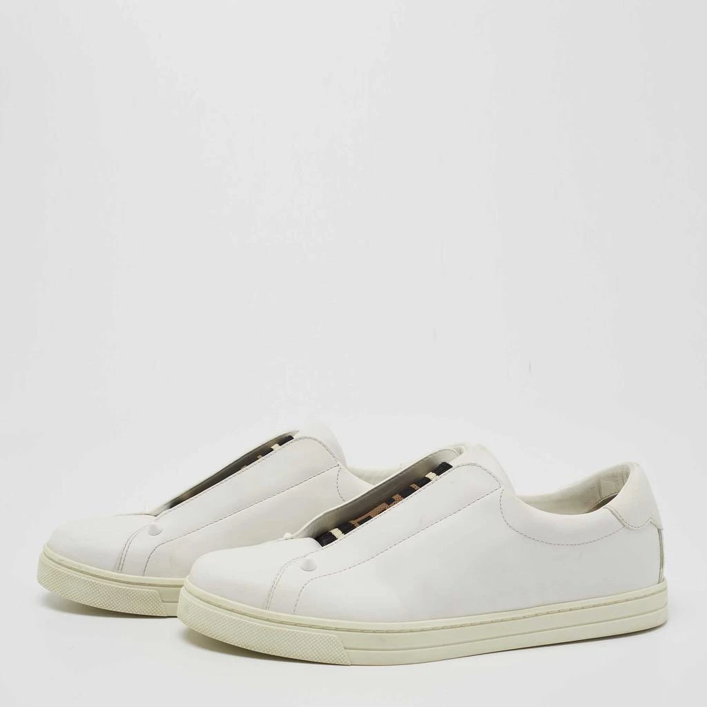 商品[二手商品] Fendi|Fendi White Leather Knitted Logo Rockoclick Low Top Sneakers Size 38,价格¥2432,第2张图片详细描述