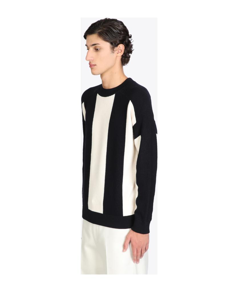 商品Emporio Armani|Pullover Navy blue and off-white swool striped sweater.,价格¥1754,第5张图片详细描述
