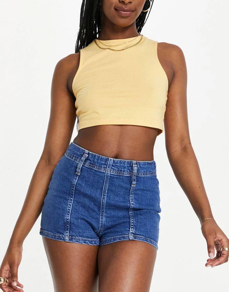 商品Topshop|Topshop seamed joni short in mid blue,价格¥118,第1张图片