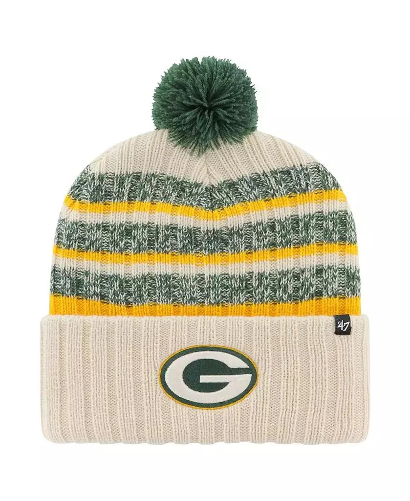 商品47 Brand|Men's Cream Green Bay Packers Tavern Cuffed Knit Hat with Pom,价格¥257,第1张图片