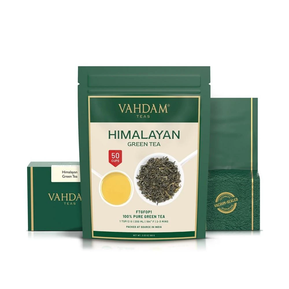 商品Vahdam Teas|Green Tea Leaves From Himalayas, 100% Natural Detox Tea 50 Servings,价格¥224,第4张图片详细描述