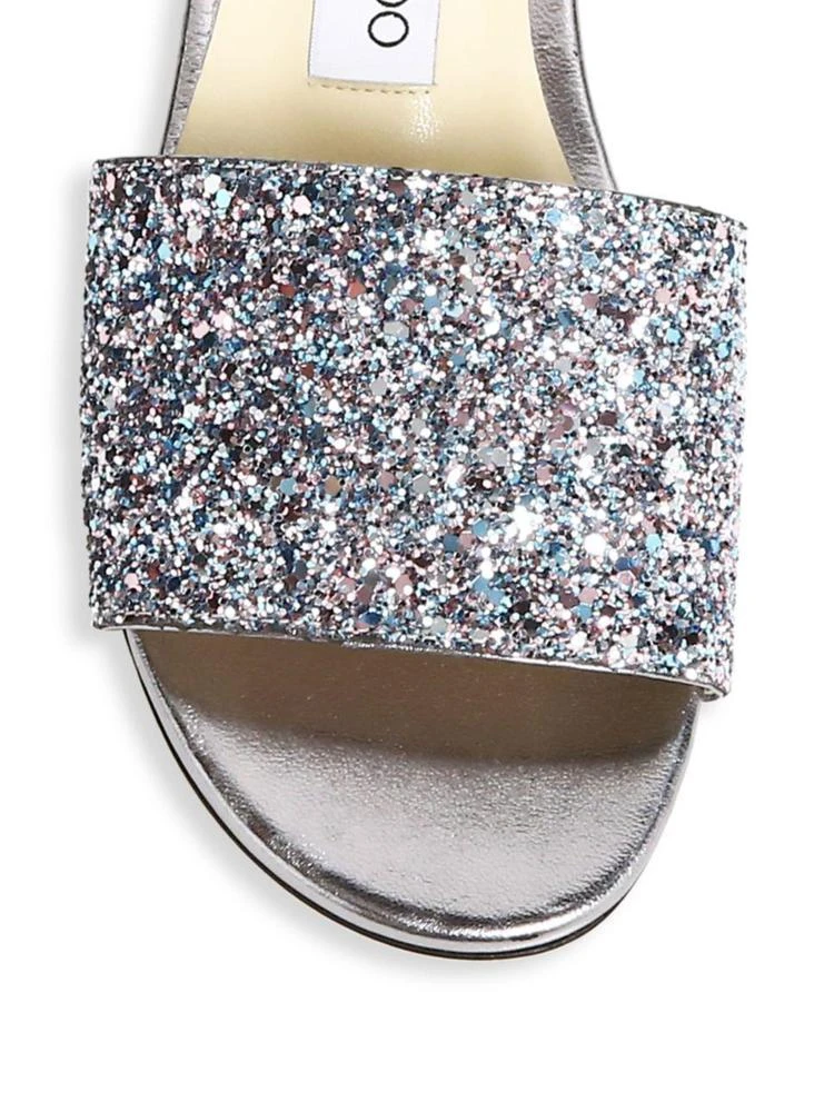 商品Jimmy Choo|Joni Glitter-Embossed Leather Slides,价格¥1574,第4张图片详细描述