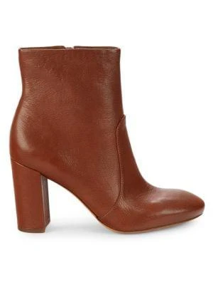 商品Vince|Brannen Leather Block-Heel Booties,价格¥1103,第1张图片