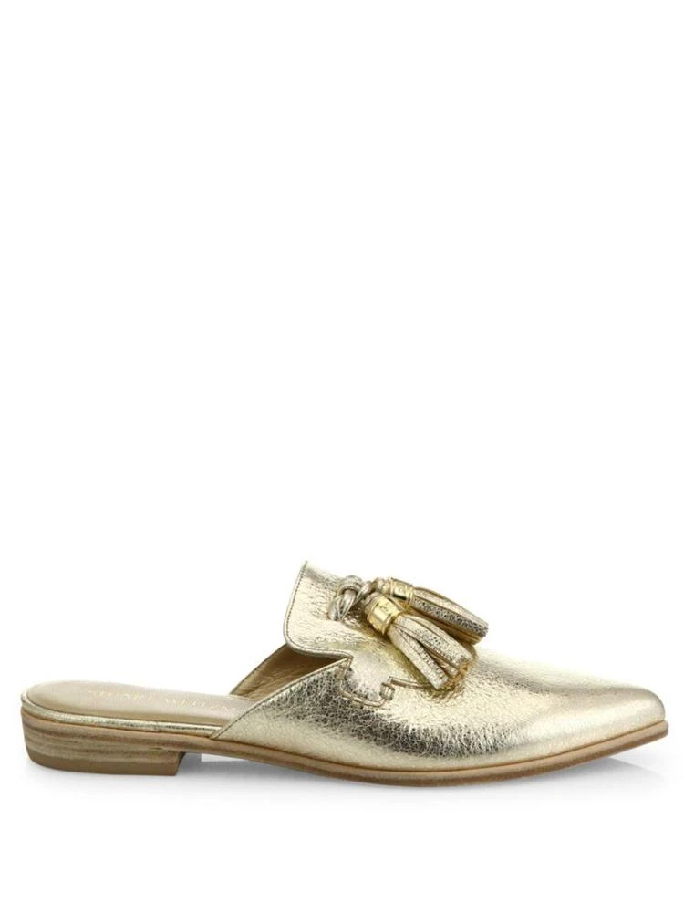 商品Stuart Weitzman|Slidealong Tasseled Metallic Leather Mules,价格¥1274,第5张图片详细描述