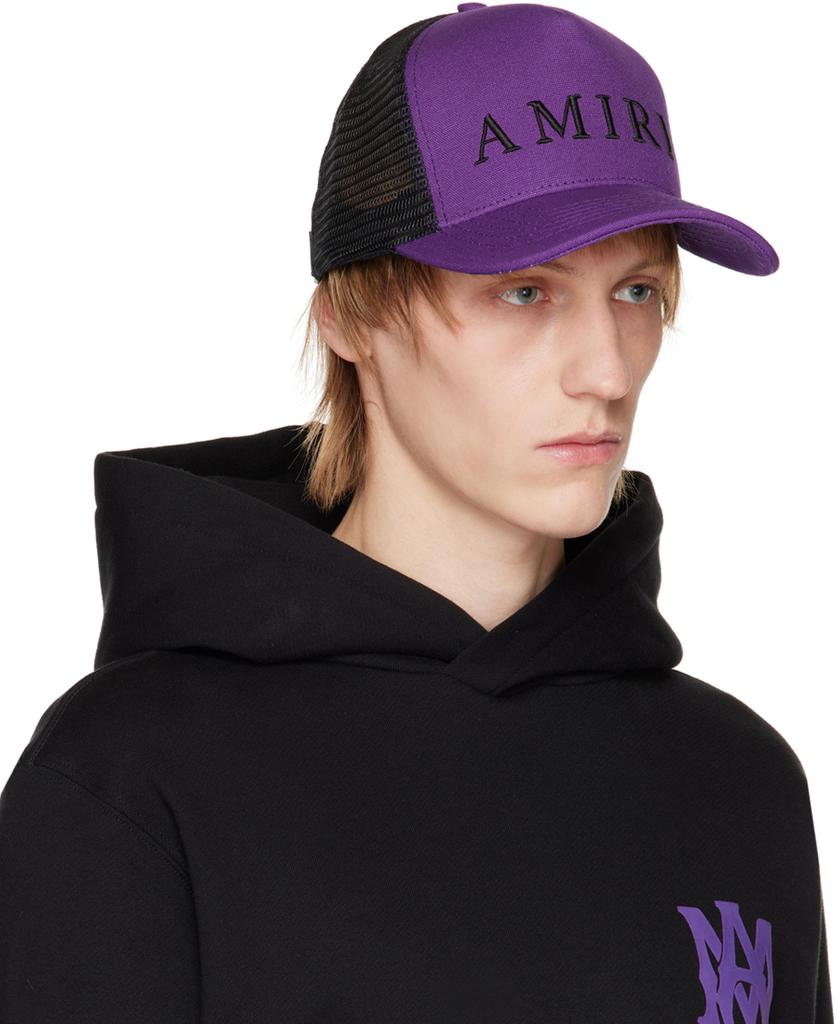 Purple & Black Emrboidered Trucker Cap商品第2张图片规格展示