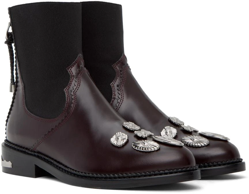 商品Toga Pulla|Burgundy Embellished Boots,价格¥1951,第4张图片详细描述