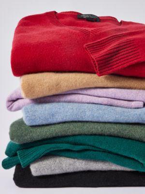 Ribbed Trim V Neck Cashmere Sweater商品第4张图片规格展示