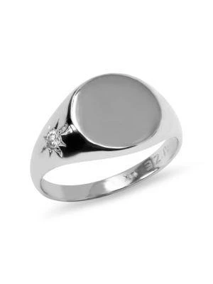商品Anzie|Aztec Sterling Silver & White Sapphire Engravable Signet Ring,价格¥472,第1张图片