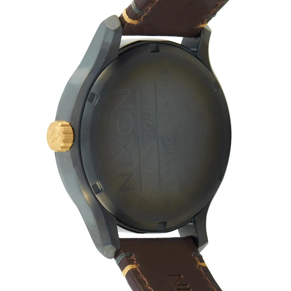 商品Nixon|Nixon Patrol Leather Gunmetal/Gold Watch A1243-595-00,价格¥905,第1张图片详细描述