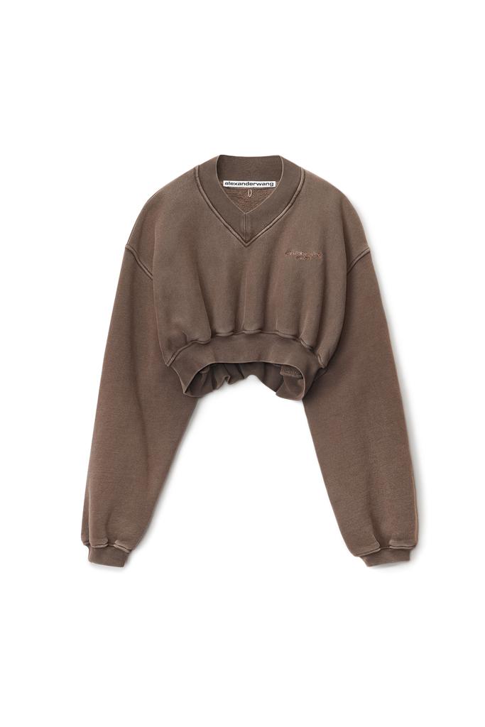 V-NECK CROPPED PULLOVER IN CLASSIC TERRY商品第1张图片规格展示
