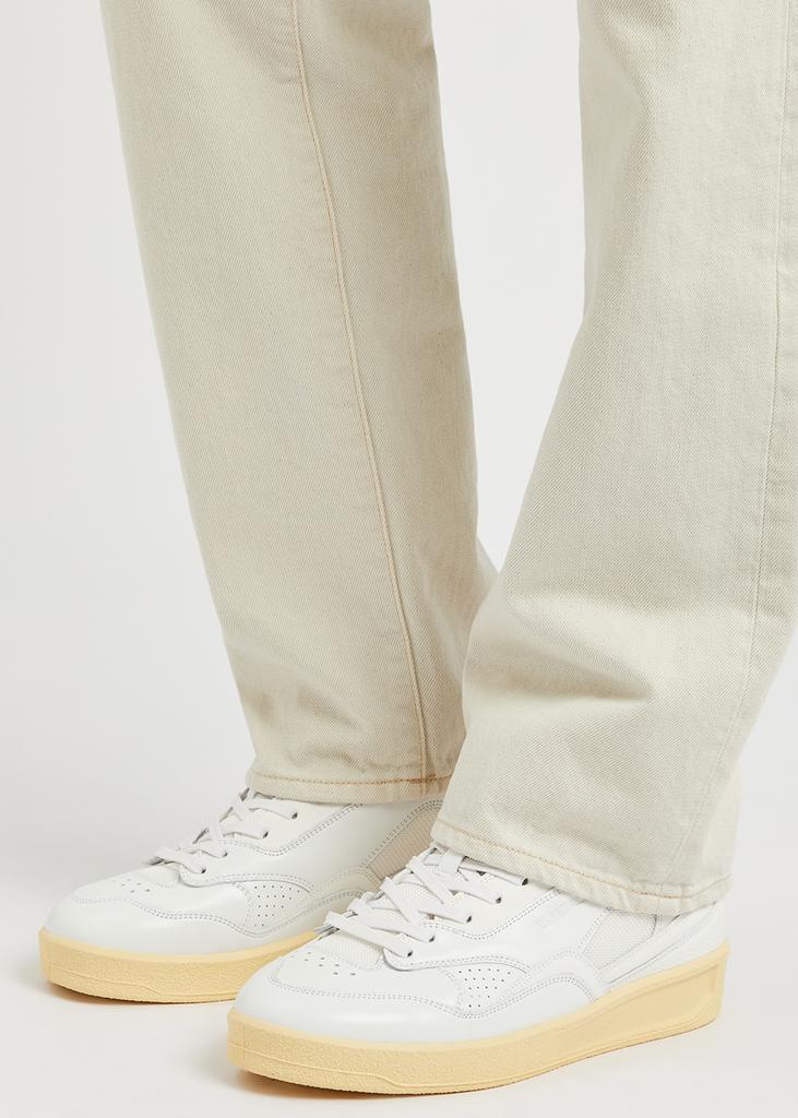 White panelled leather high-top sneakers商品第5张图片规格展示