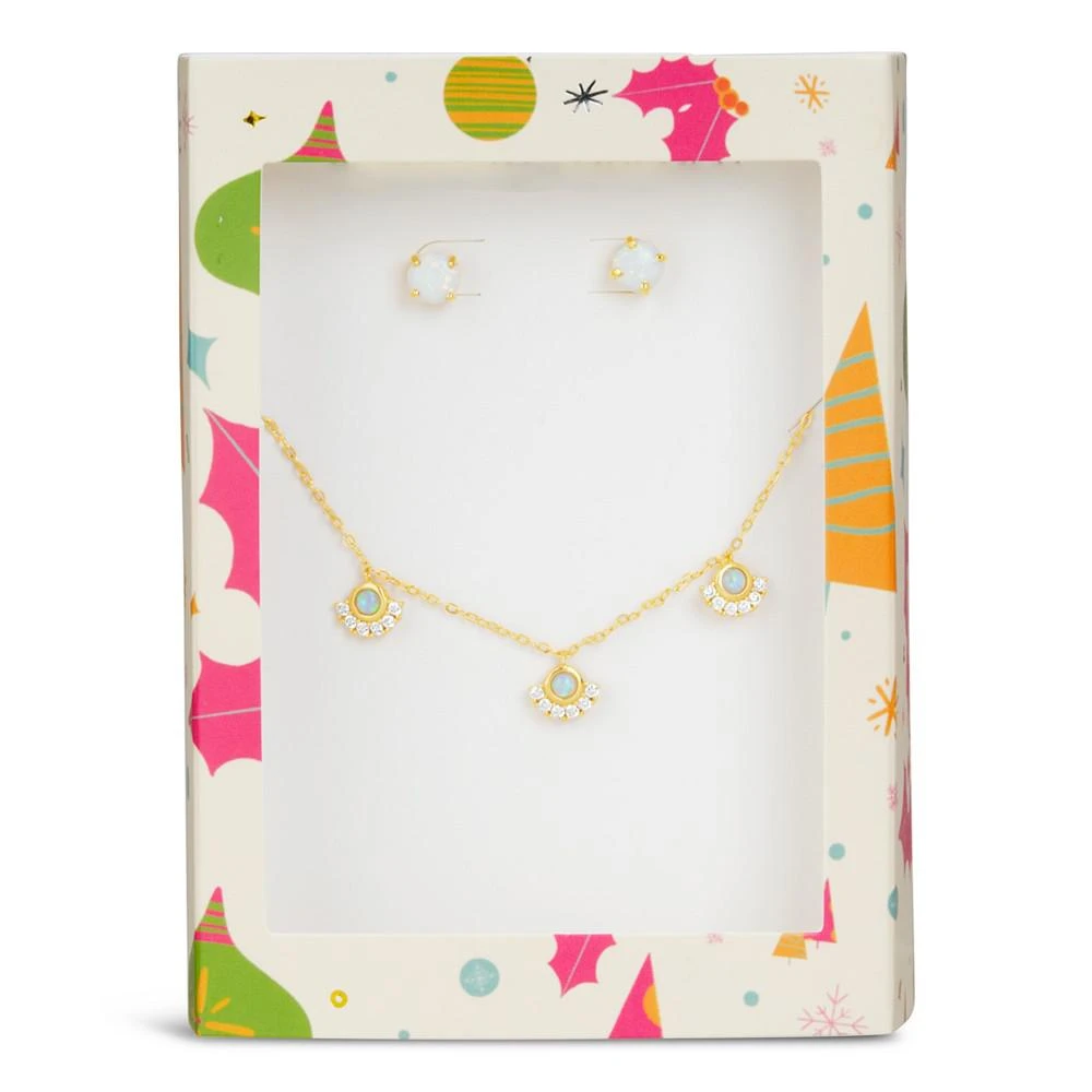 商品Sterling Forever|Opal Stud Earrings and Necklace Tis The Season Gift Set,价格¥452,第1张图片