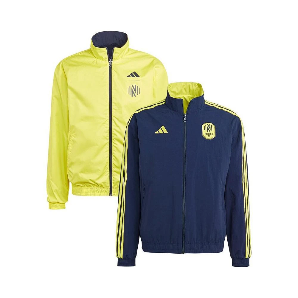 商品Adidas|Men's Navy and Yellow Nashville SC 2023 On-Field Anthem Full-Zip Reversible Team Jacket,价格¥805,第1张图片