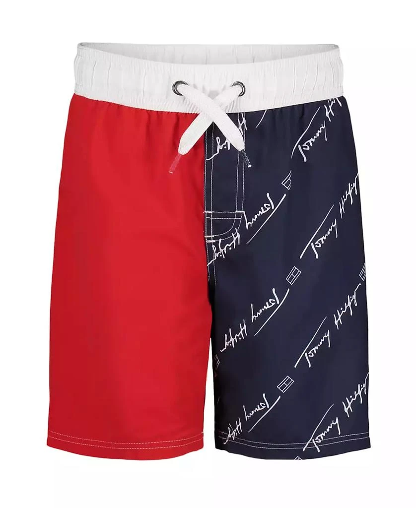 商品Tommy Hilfiger|Big Boys All-Over Print Color Block Swim Trunk,价格¥68,第1张图片