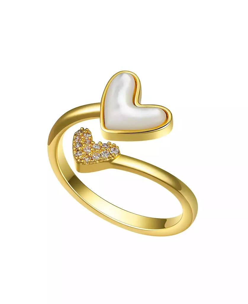 商品Unwritten|Cubic Zirconia and Mother of Pearl Heart Bypass Ring,价格¥108,第1张图片