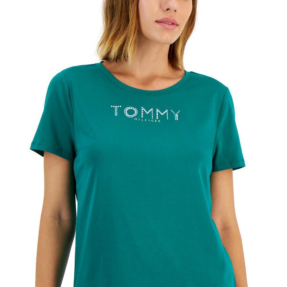 商品Tommy Hilfiger|Women's Crew-Neck Rhinestone-Embellished T-Shirt,价格¥327,第5张图片详细描述