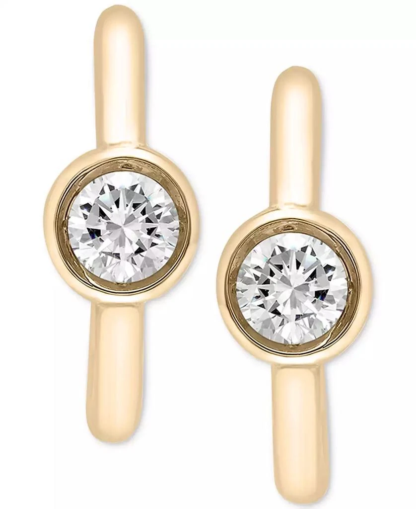 商品Macy's|Diamond Bezel Polished Hoop Earrings (1/3 ct. tw) in 10k Gold, Created for Macy's,价格¥3889,第4张图片详细描述