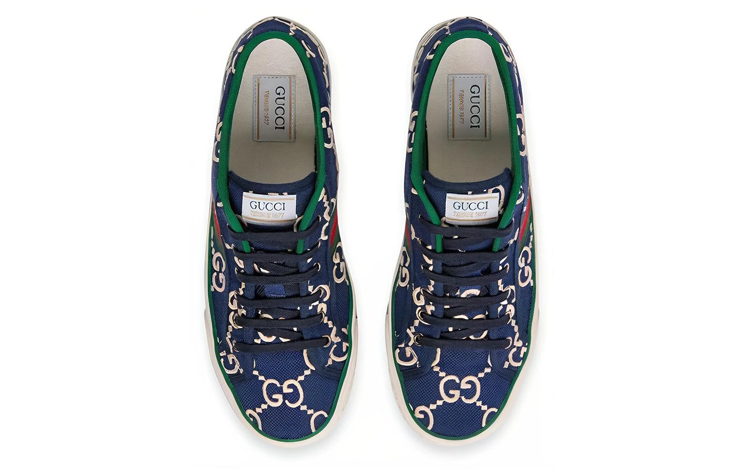 商品[国内直发] Gucci|古驰 Tennis 1977 织物 徽标印花 防滑耐磨透气 低帮 生活休闲鞋 女款 蓝绿色,价格¥3066,第4张图片详细描述
