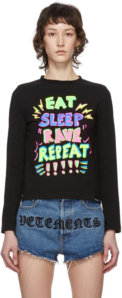 商品Vetements|Black 'Eat, Sleep, Rave, Repeat' Long Sleeve T-Shirt,价格¥1471,第1张图片